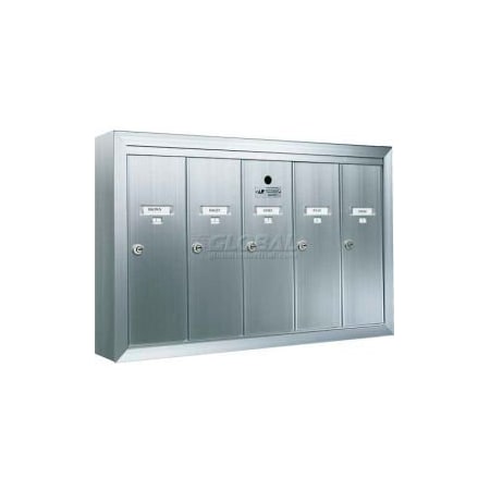 Florence Mfg Co Surface Mount Vertical 1250 Series, 5 Door Mailbox, Anodized Aluminum 12505SMSHA